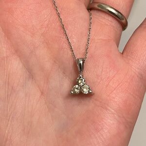 Natural diamond pendant 14k white gold